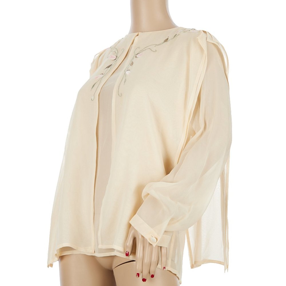 Vintage Deadstock Cullinane 100% Silk Embroidered Blouse Size 6 NOS - Picture 5 of 12